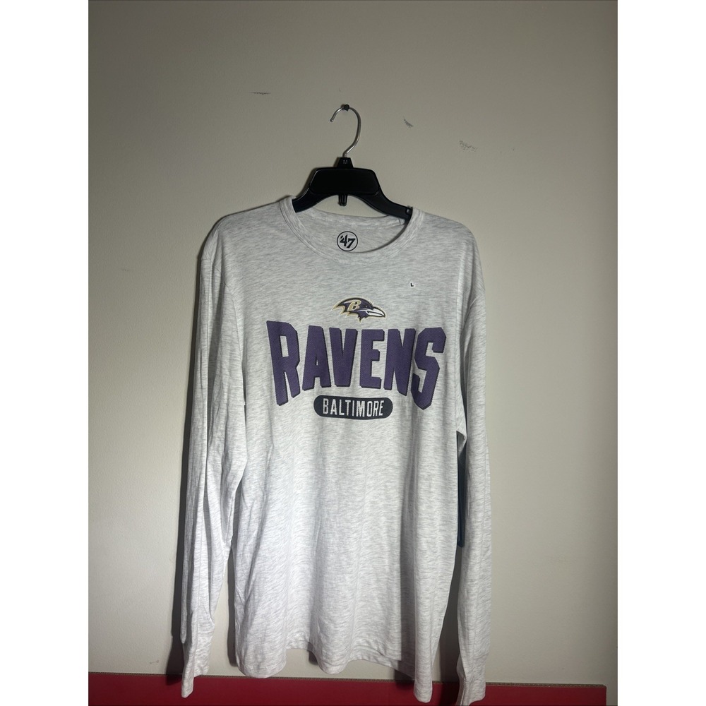 Baltimore Ravens '47 NFL Team Logo Long Sleeve Gray Shirt Large NWT